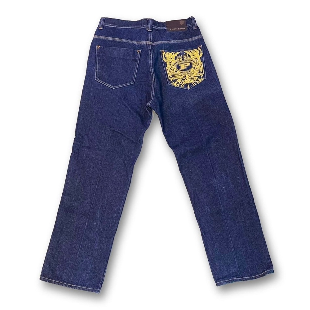 Vintage Phat Farm Men's Navy and Gold Jeans